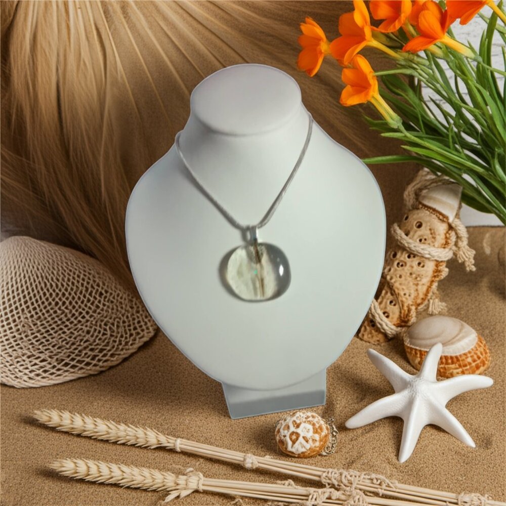 Minimalist nature inspired pendant OOAK handmade fused glass jewelry + necklace